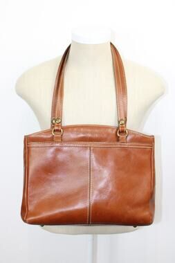 VTG Patricia Nash Brown Leather Double Handles Shoulder Bag Purse Classic